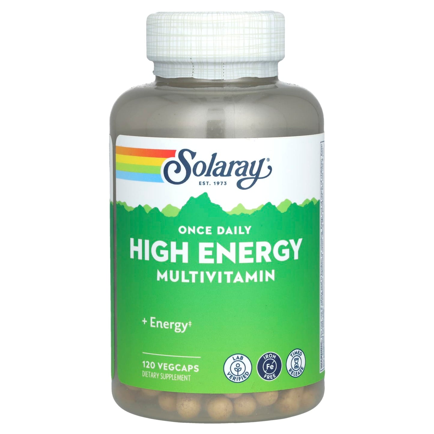 Solaray, Once Daily High Energy Timed Release Iron Free, 120 VegCaps - 076280109054 | Hilife Vitamins