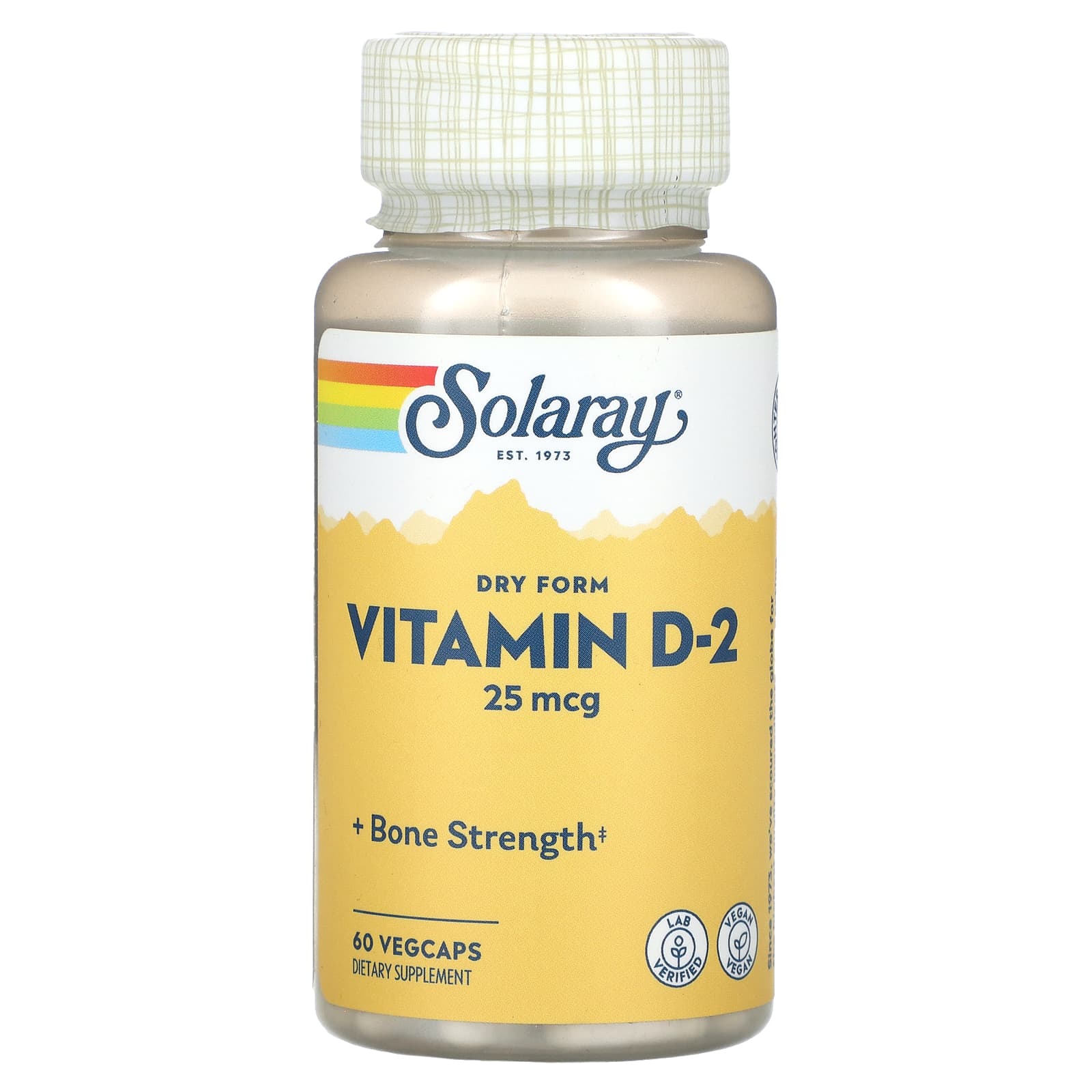 Solaray, Dry Form Vitamin D-2, 25 mcg, 60 VegCaps UPC 076280112665 | HiLife Vitamins