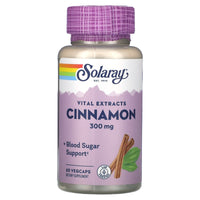 Solaray, Vital Extracts, Cinnamon, 300 mg, 60 VegCaps UPC 076280118360 | HiLife Vitamins