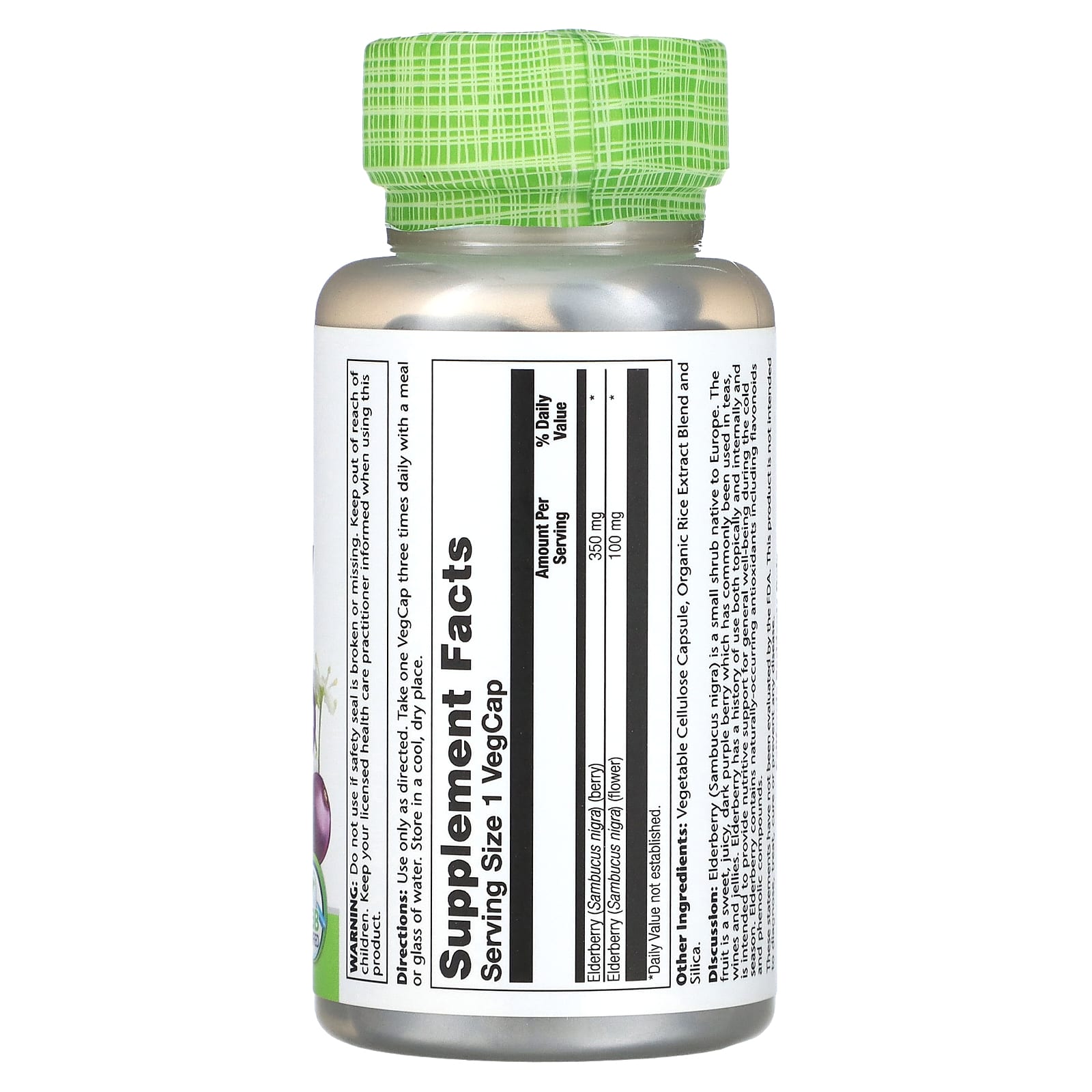 Solaray, Elderberry Berries & Flowers 575 mg, 100 VegCaps UPC 076280124453 | HiLife Vitamins