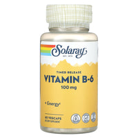 Solaray, Vitamin B-6, Timed Release, 100 mg, 60 VegCaps UPC 076280127423 | HiLife Vitamins