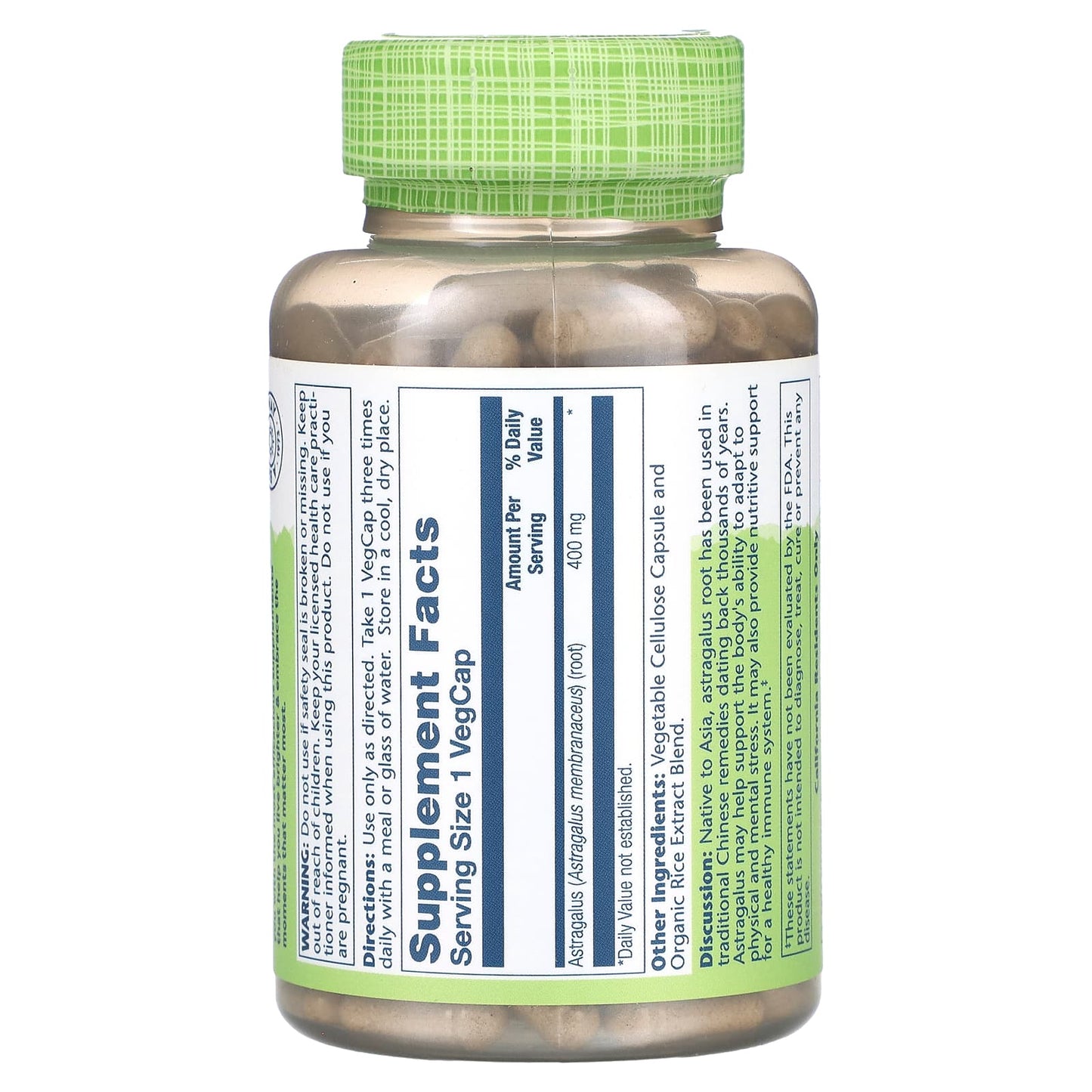 Solaray, True Herbs, Astragalus, 400 mg, 180 VegCaps UPC 076280134179 | HiLife Vitamins