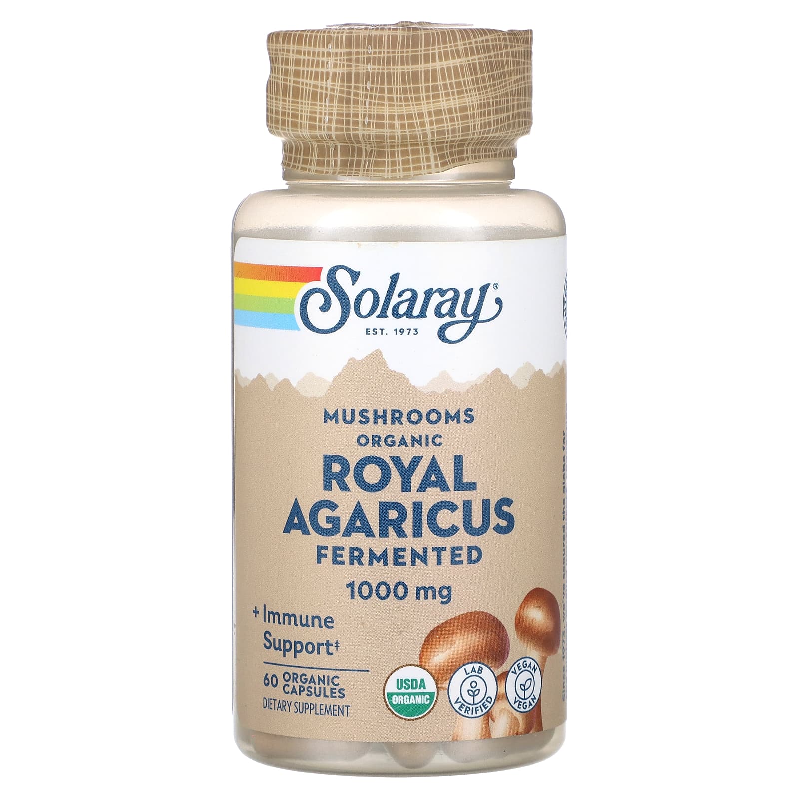 Solaray, Fermented Royal Agaricus, Mushrooms, 500 mg, 60 VegCaps UPC 076280153798 | HiLife Vitamins