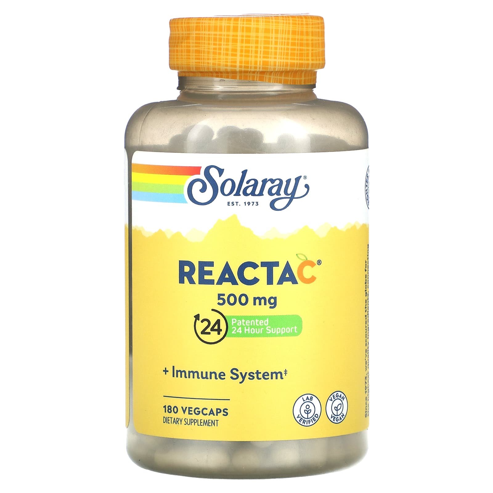 Solaray, Reacta-C w/Bioflav 500mg, 180 VegCaps UPC 076280166262 | HiLife Vitamins