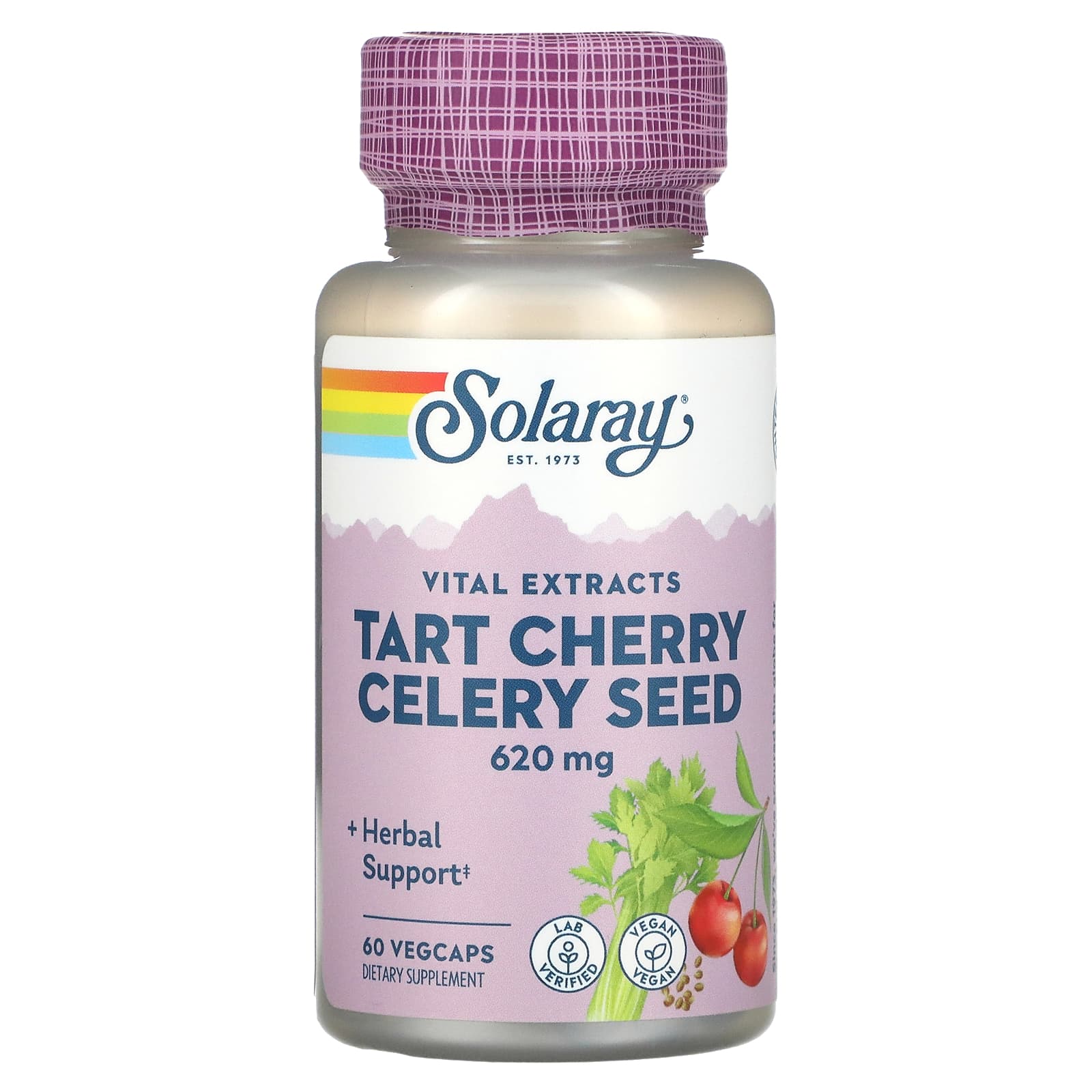 Solaray, Tart Cherry Fruit Extract & Celery Seed, 60 VegCaps UPC 076280174045 | HiLife Vitamins