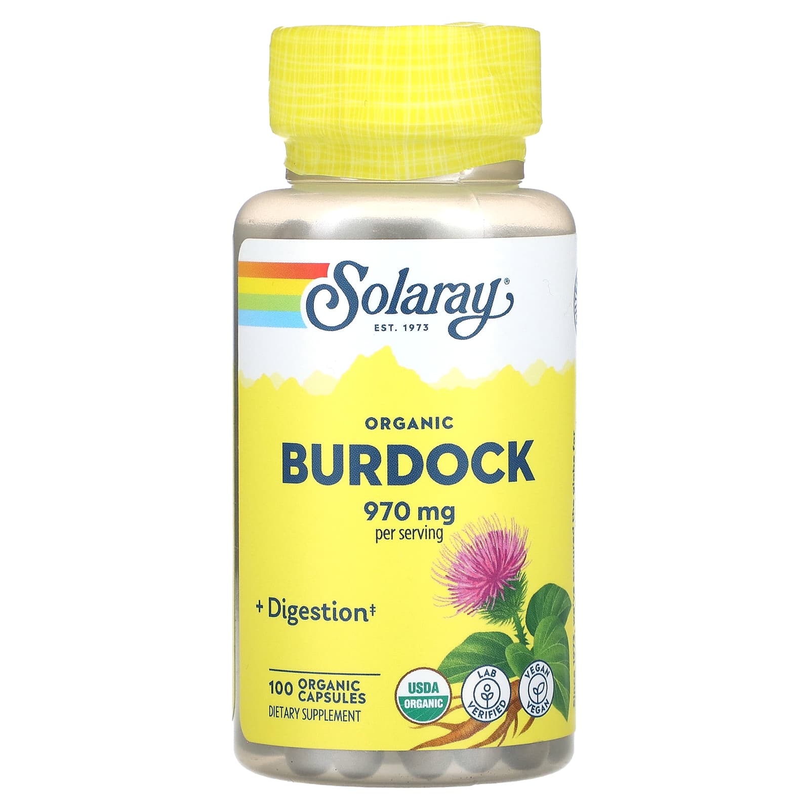 Solaray, Burdock Root 485mg, 100 VegCaps UPC 076280191103 | HiLife Vitamins