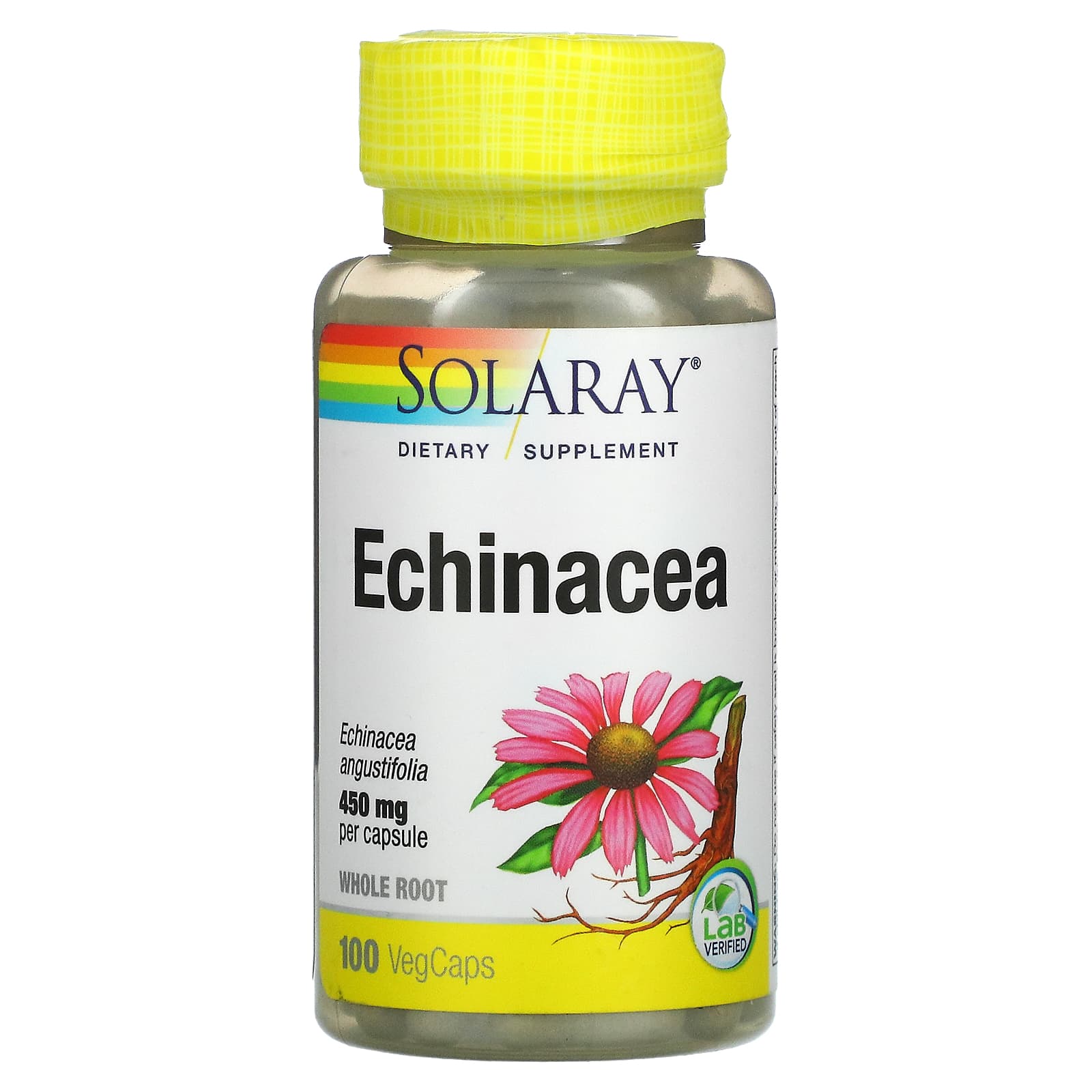Solaray, Echinacea Angustifolia Root 450 mg Organic, 100 VegCaps UPC 076280192407 | HiLife Vitamins