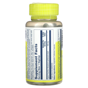 Solaray, Feverfew Leaf 455mg, 100 VegCaps UPC 076280192766 | HiLife Vitamins