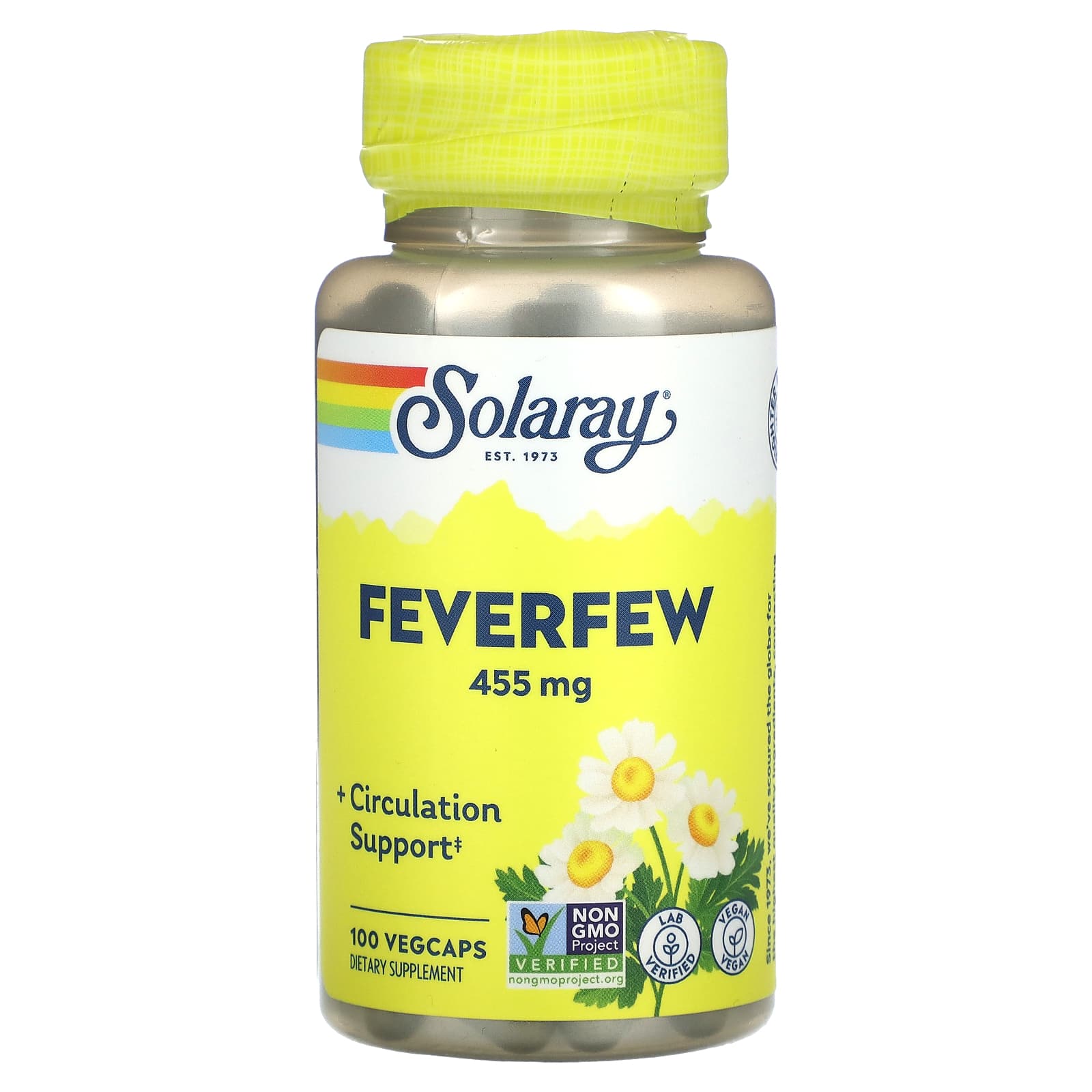 Solaray, Feverfew Leaf 455mg, 100 VegCaps UPC 076280192766 | HiLife Vitamins