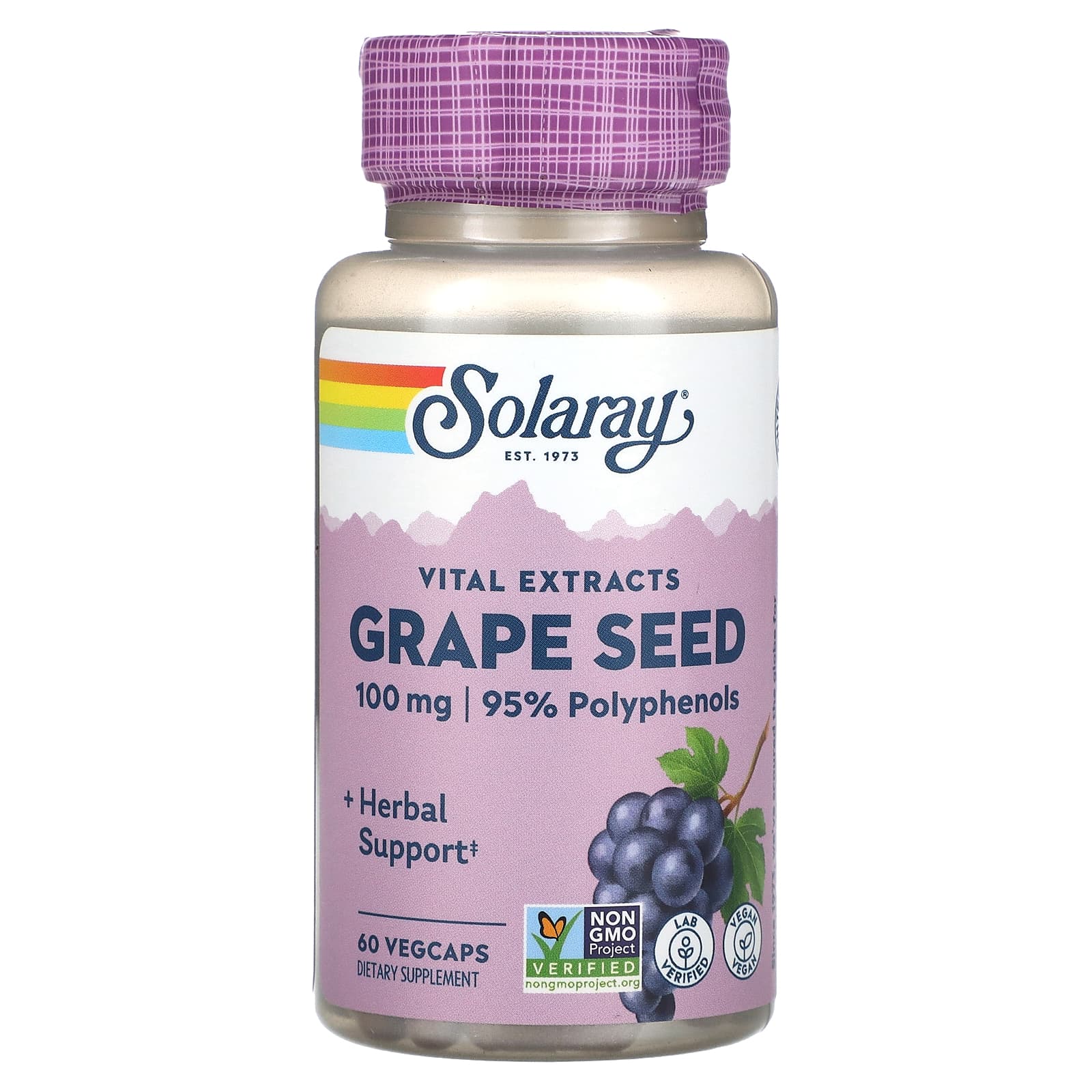 Solaray, Vital Extracts, Grape Seed , 100 mg, 60 VegCaps UPC 076280278583 | HiLife Vitamins