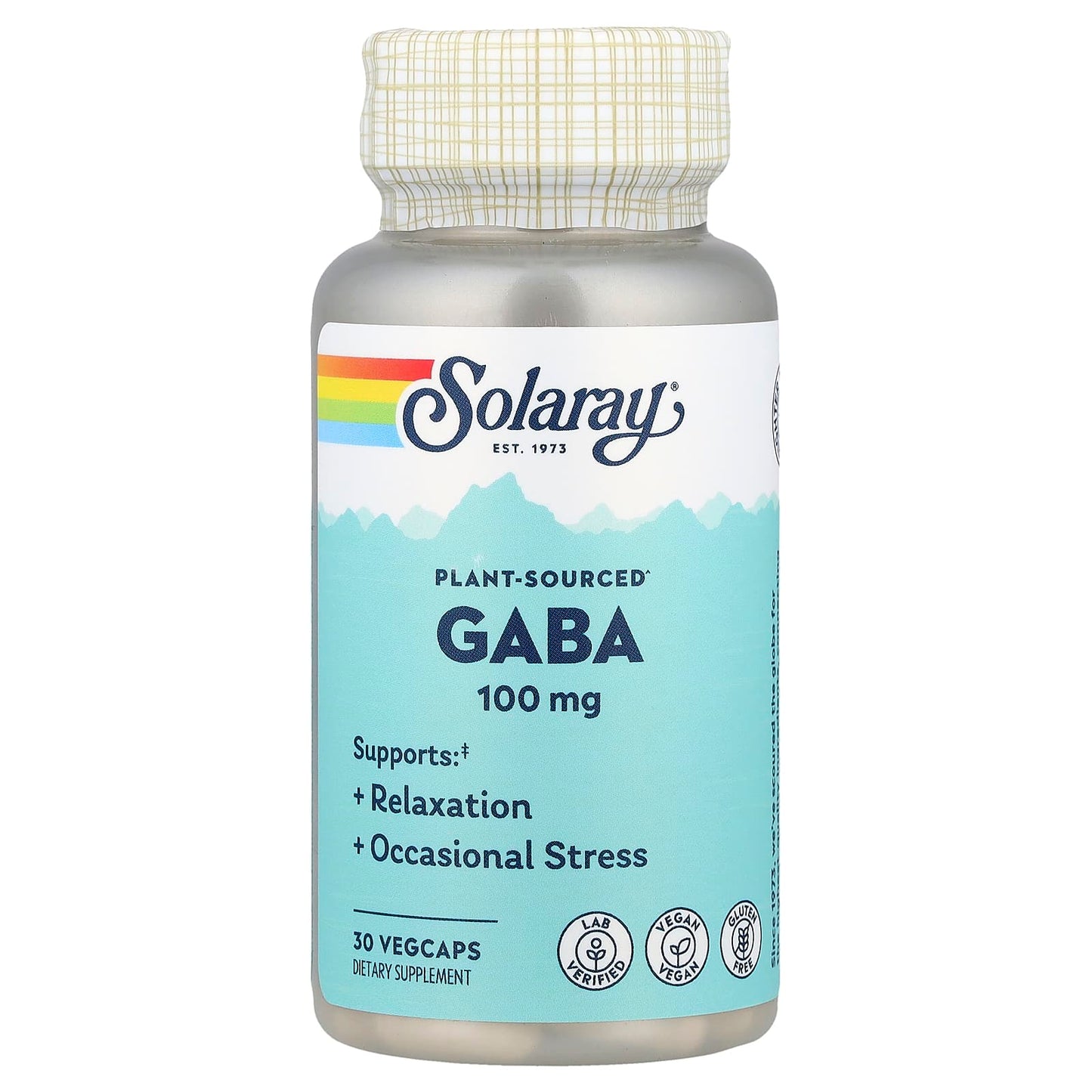 Solaray, Plant-Sourced GABA, 100 mg, 30 VegCaps - 076280346688 | Hilife Vitamins