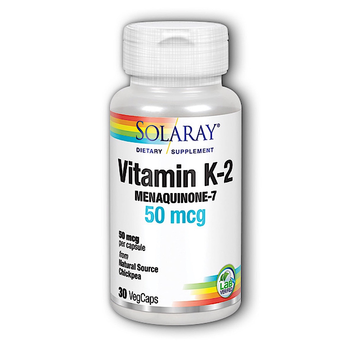 Solaray, K-2 Menaquinone-7 50mcg, 30 VegCaps UPC 076280361537 | HiLife Vitamins