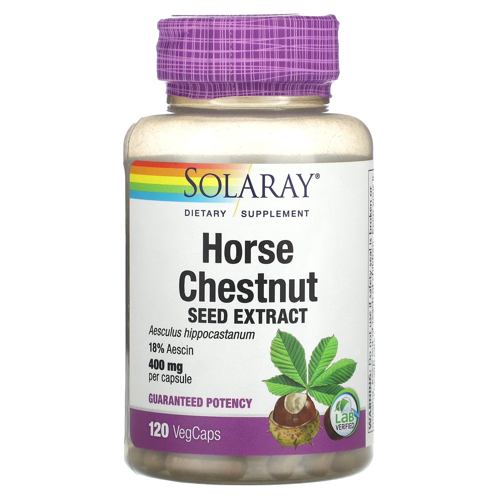 Solaray, Horse Chestnut Extract 400mg, 120 VegCaps UPC 076280366594 | HiLife Vitamins