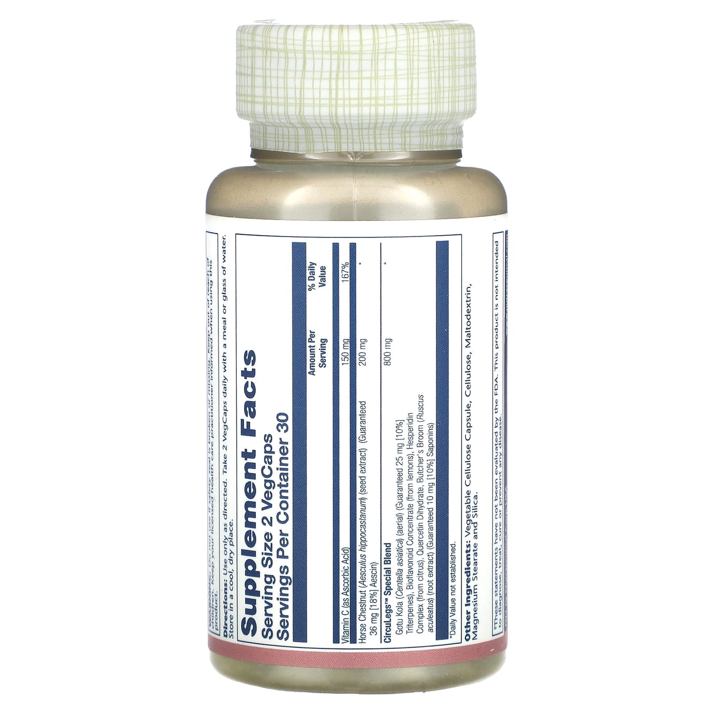 Solaray, Horse Chestnut Circulegs 200mg, 60 Vegetarian Capsules UPC 076280366617 | HiLife Vitamins