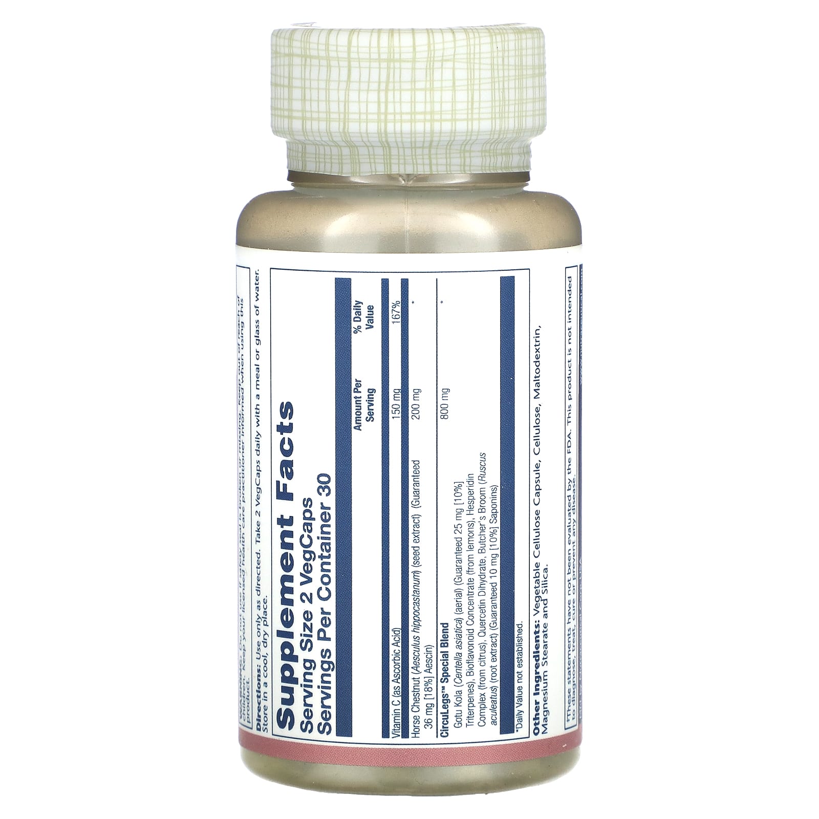Solaray, Horse Chestnut Circulegs 200mg, 60 Vegetarian Capsules UPC 076280366617 | HiLife Vitamins