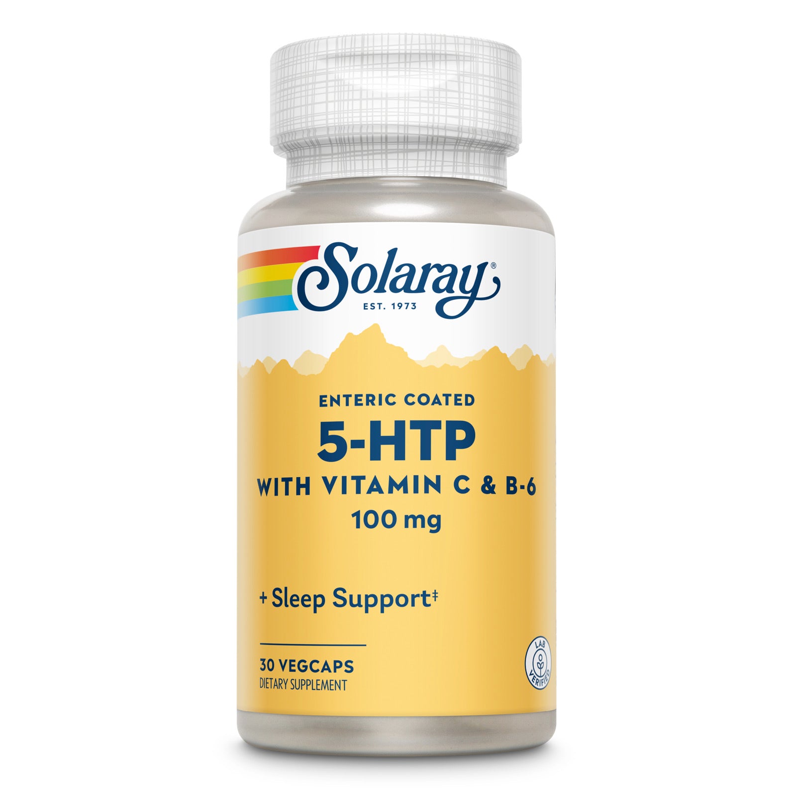 Solaray, 5-HTP w/B-6 & C 100mg, 30 Enteric-Coated Capsules UPC 076280366679 | HiLife Vitamins