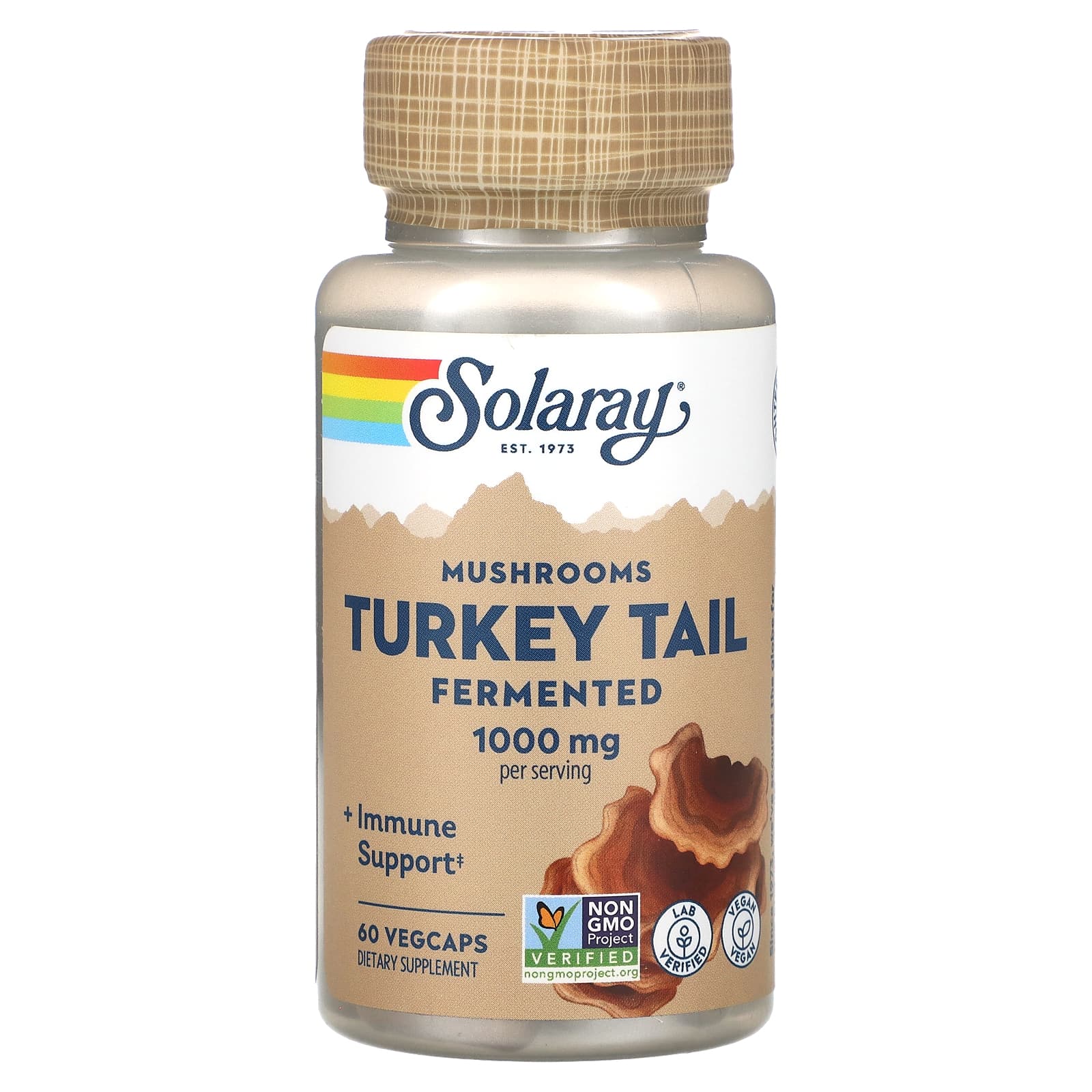 Solaray, Turkey Tail, Fermented Mushrooms, 500 mg, 60 VegCaps UPC 076280367386 | HiLife Vitamins