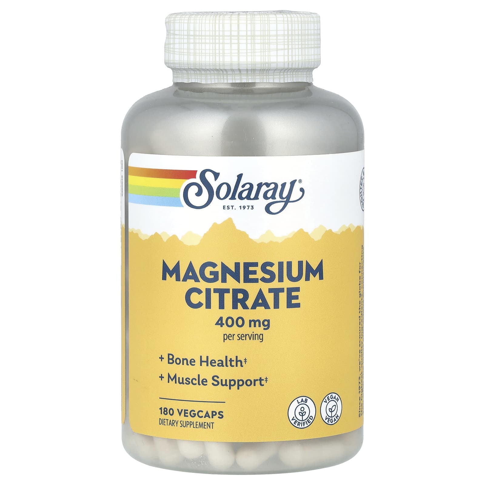 Solaray, Magnesium Citrate, 180 VegCaps UPC 076280374025 | HiLife Vitamins
