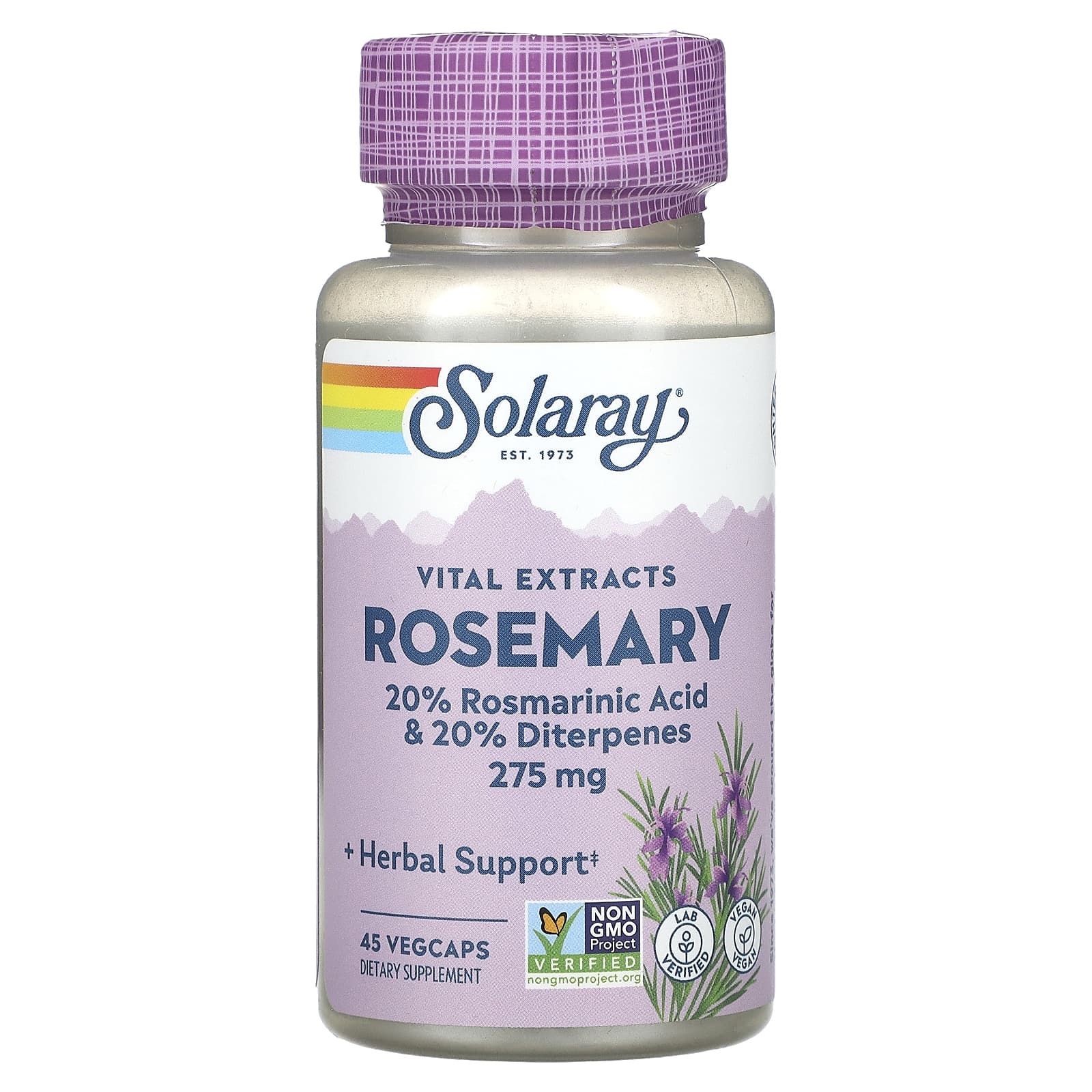 Solaray, Vital Extracts, Rosemary, 275 mg, 45 VegCaps UPC 076280376975 | HiLife Vitamins