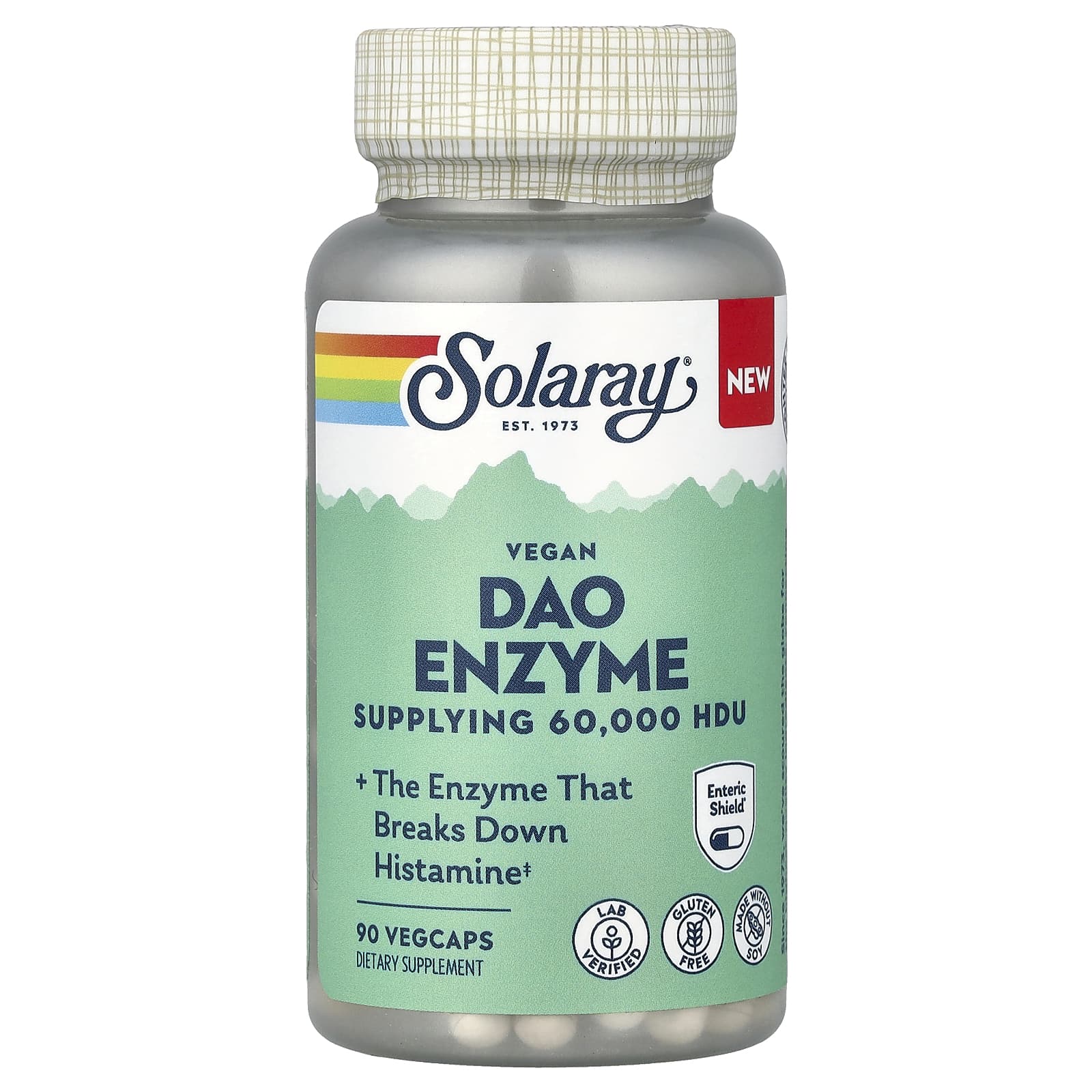 Solaray, Dao Enzyme, 60,000 HDU, 90 VegCaps UPC 076280397260 | HiLife Vitamins