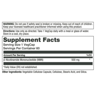 Solaray, NMN, 60 VegCaps UPC 076280398571 | Hilife Vitamins