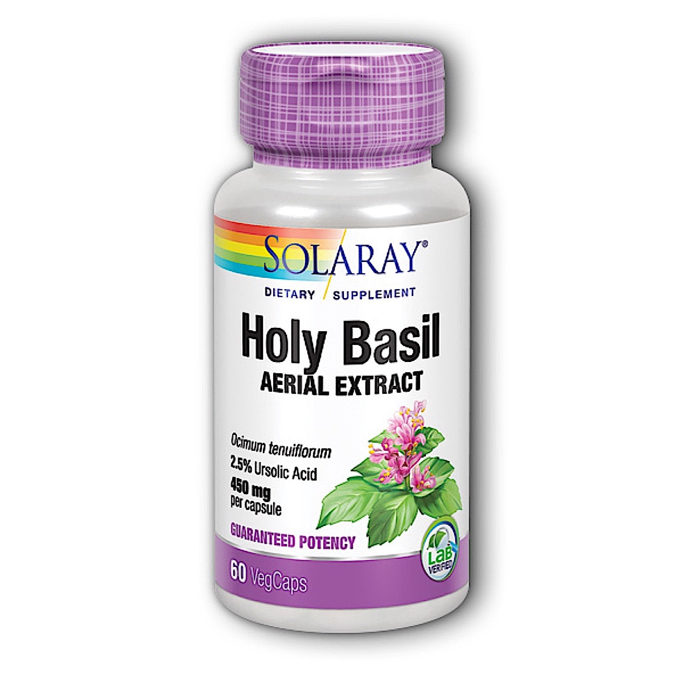 Solaray, Holy Basil Extract 450 mg, 60 VegCaps UPC 076280399134 | HiLife Vitamins