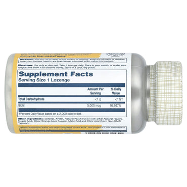 Solaray, Biotin Tangy Fruit 5000mcg, 60 Lozenges UPC 076280435450 | HiLife Vitamins