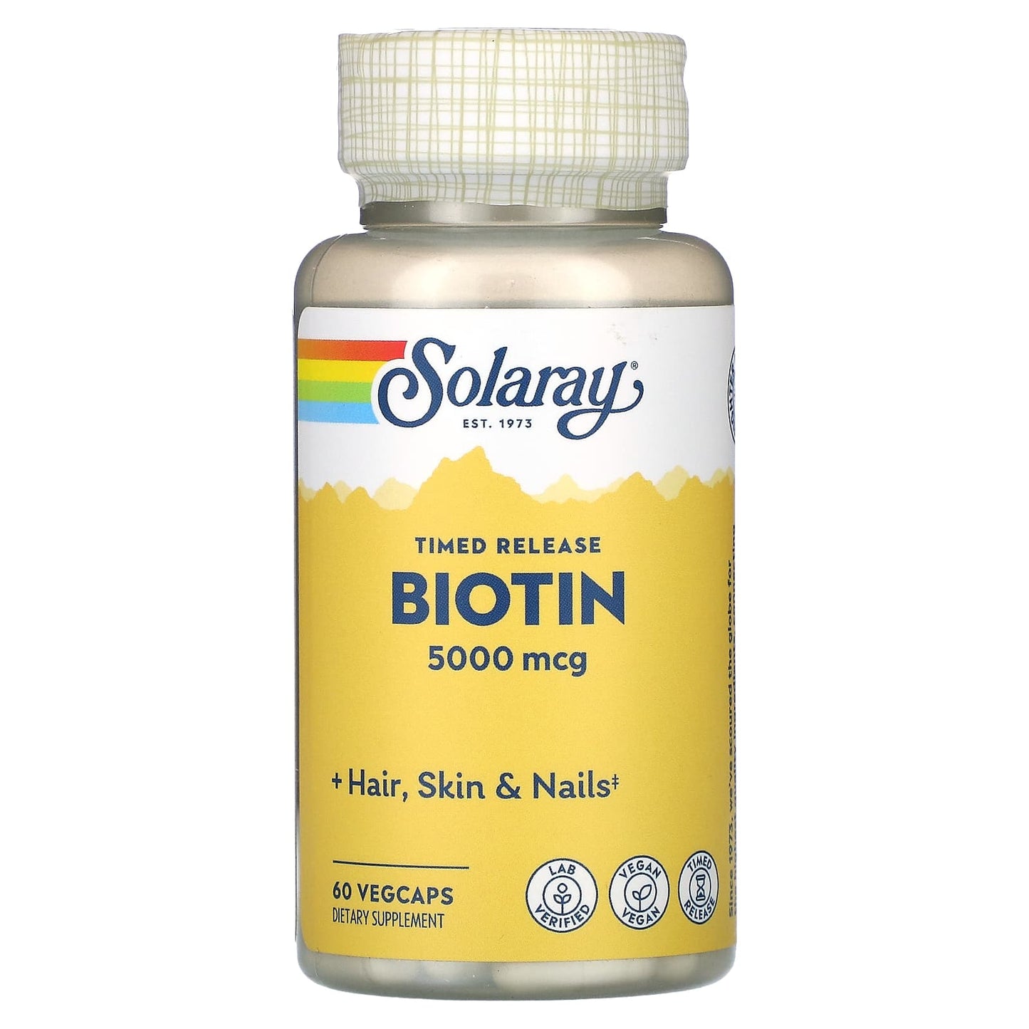 Solaray, Biotin Time Released 5,000 mcg, 60 VegCaps UPC 076280435467 | HiLife Vitamins
