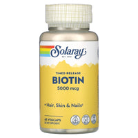 Solaray, Biotin Time Released 5,000 mcg, 60 VegCaps UPC 076280435467 | HiLife Vitamins