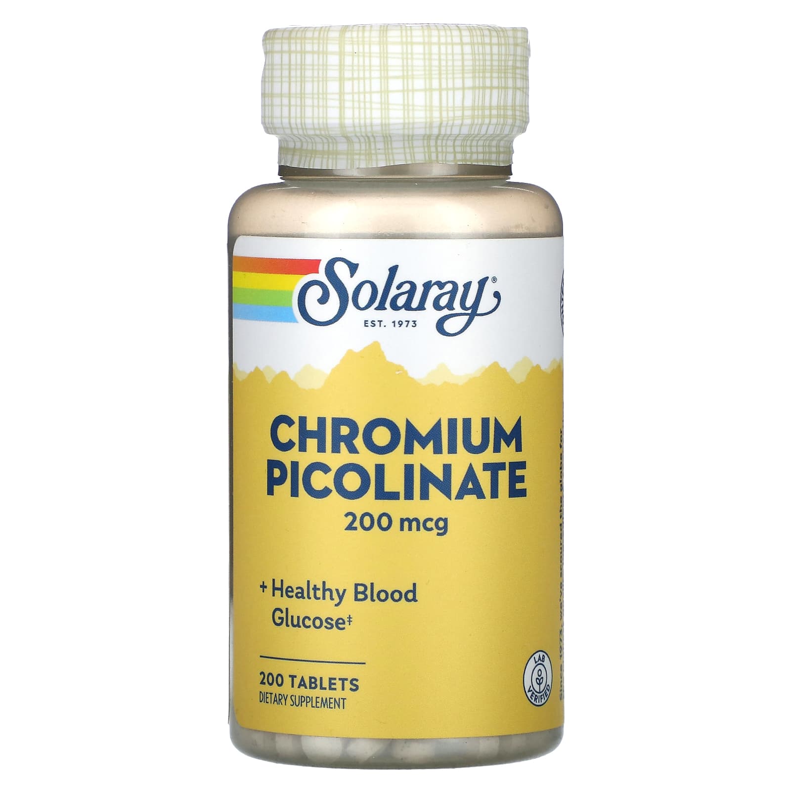 Solaray, Chromium Picolinate, 200 mcg, 200 Tablets UPC 076280458916 | HiLife Vitamins