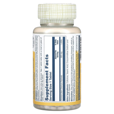 Solaray, Chromium Picolinate, 500 mcg, 60 Tablets UPC 076280458954 | HiLife Vitamins
