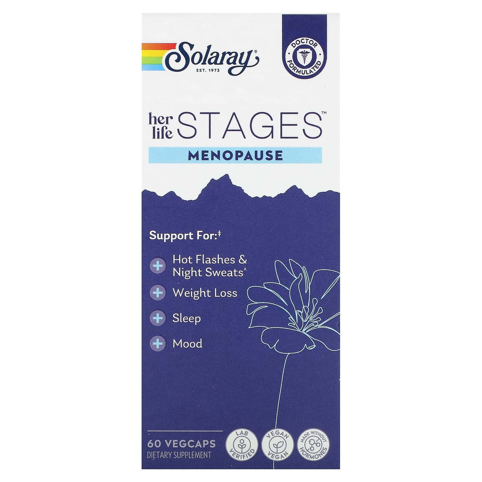 Solaray, Her Life Stages, Menopause, 60 VegCaps UPC 076280469363 | HiLife Vitamins