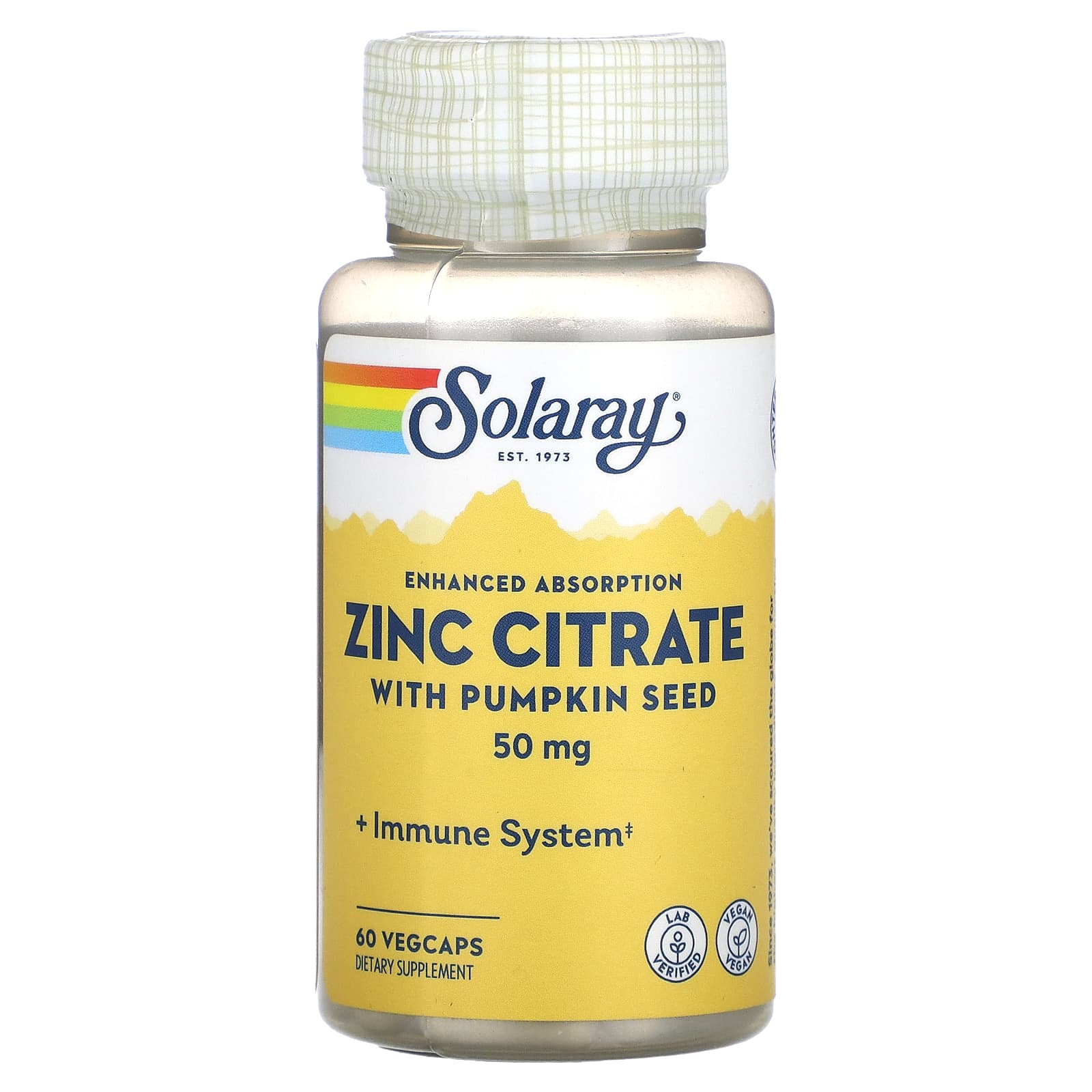 Solaray, Zinc citrate 50 mg, 60 VegCaps UPC 076280471021 | HiLife Vitamins