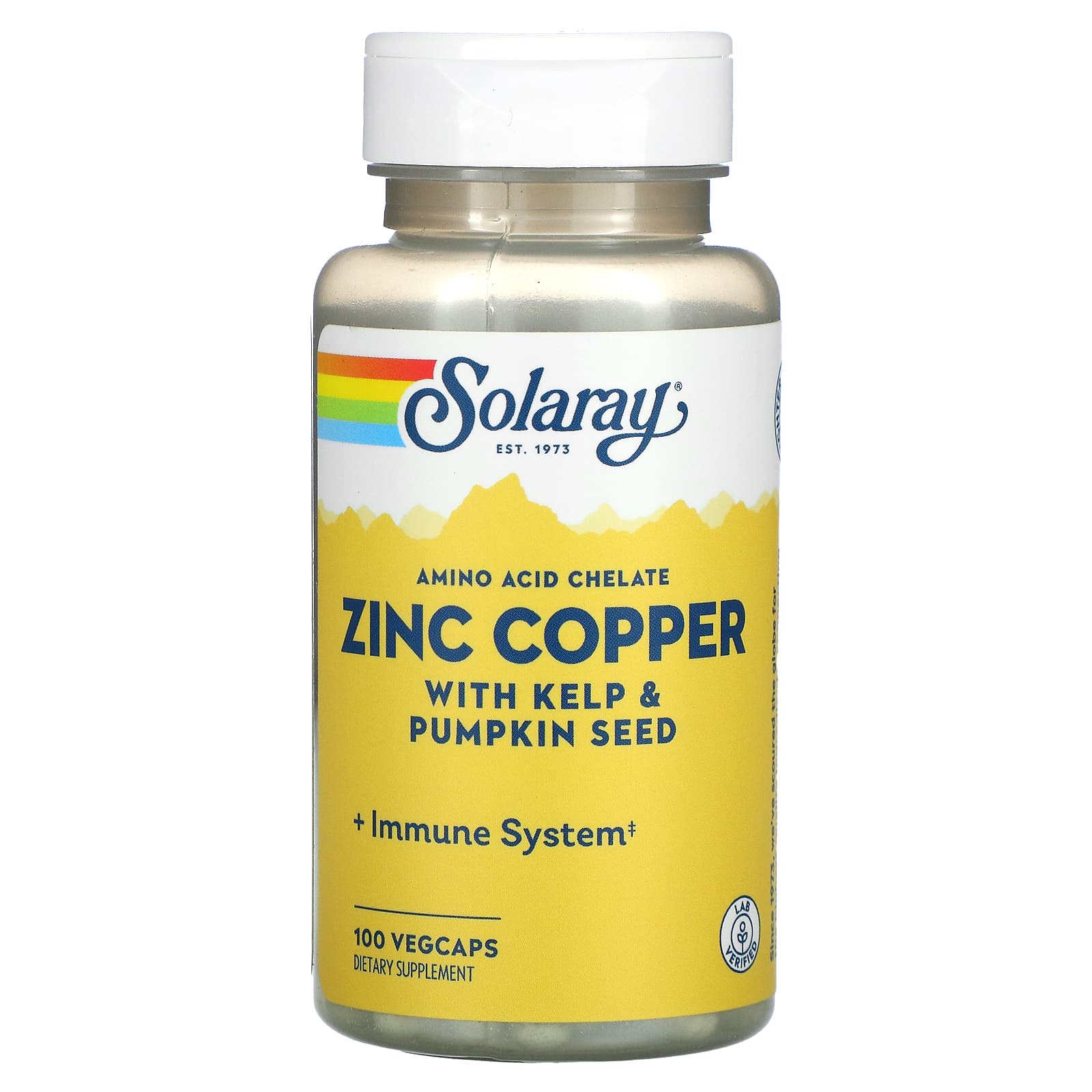 Solaray, Zinc Copper with Kelp & Pumpkin Seed, 100 VegCaps UPC 076280471052 | HiLife Vitamins