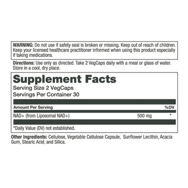 Solaray, Liposomal NAD+, 60 VegCaps UPC 076280553307 | Hilife Vitamins