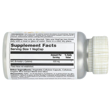 Solaray, NAC, 600 mg, 60 Vegetarian Capsules UPC 076280572322 | HiLife Vitamins
