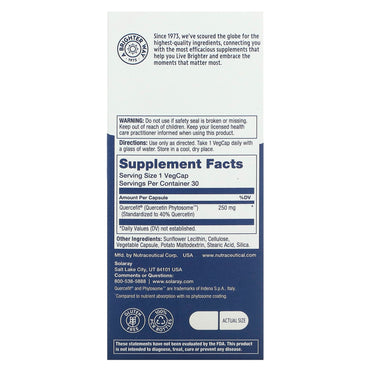 Solaray, Quercetin Phytosome, 30 VegCaps UPC 076280577860 | HiLife Vitamins