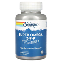 Solaray, Super Omega 3-7-9 with Vitamin D-3 & Salmon Oil, 120 Softgels UPC 076280610093 | HiLife Vitamins