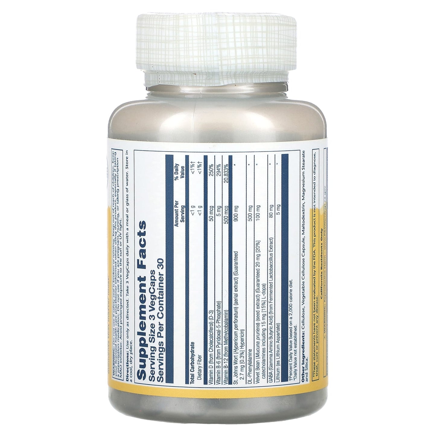 Solaray, Briteside, Joy Boost Formula, 90 Vegetarian Capsules UPC 076280613605 | HiLife Vitamins