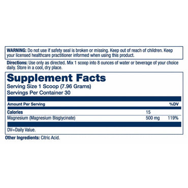 Solaray, Extra Strength, Magnesium Glycinate Powder, Unflavored, 8.4 oz (239 g) - 076280668636 | Hilife Vitamins