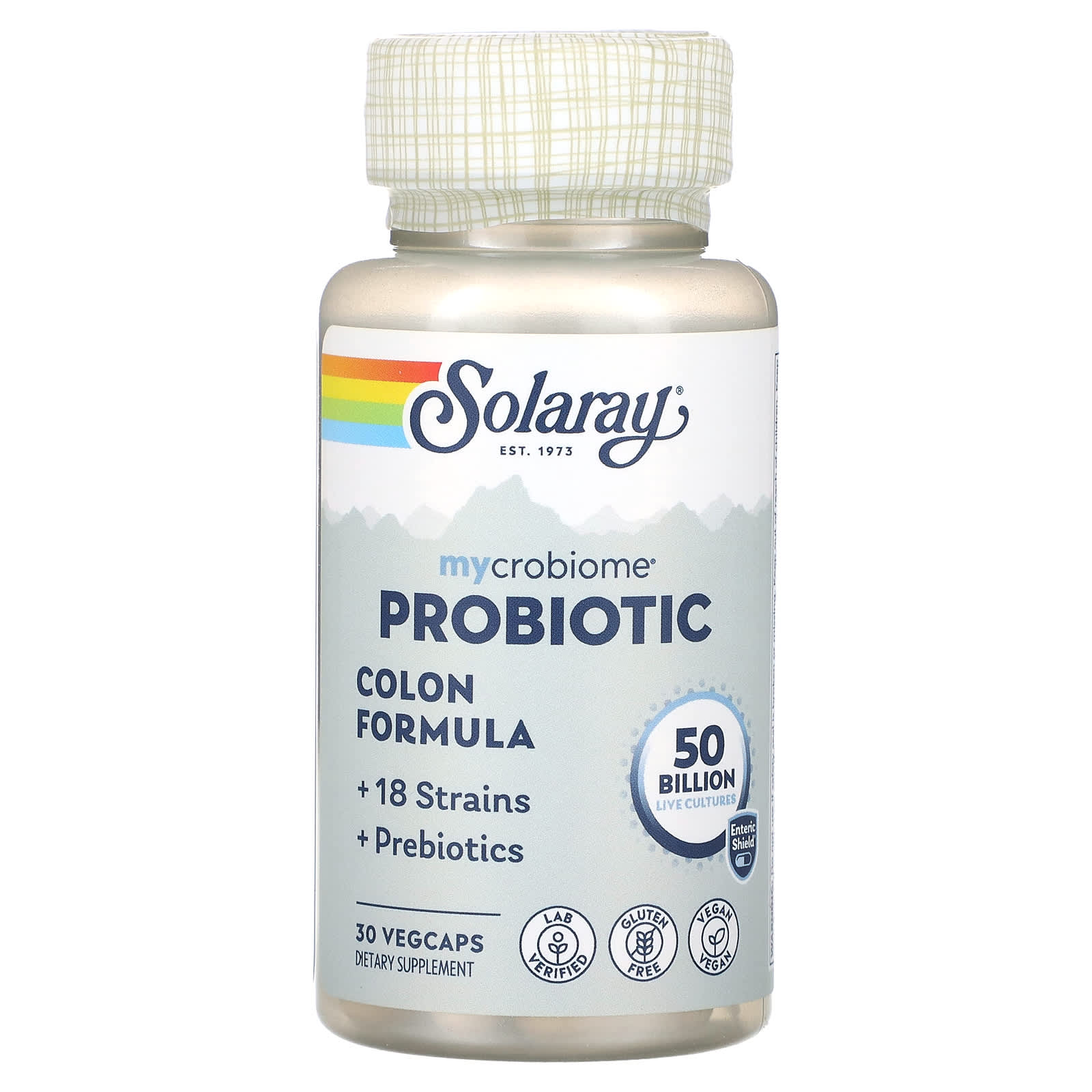 Solaray, Mycrobiome Probiotic Colon Formula, 50 Billion, 30 Enteric VegCaps UPC 076280669671 | HiLife Vitamins