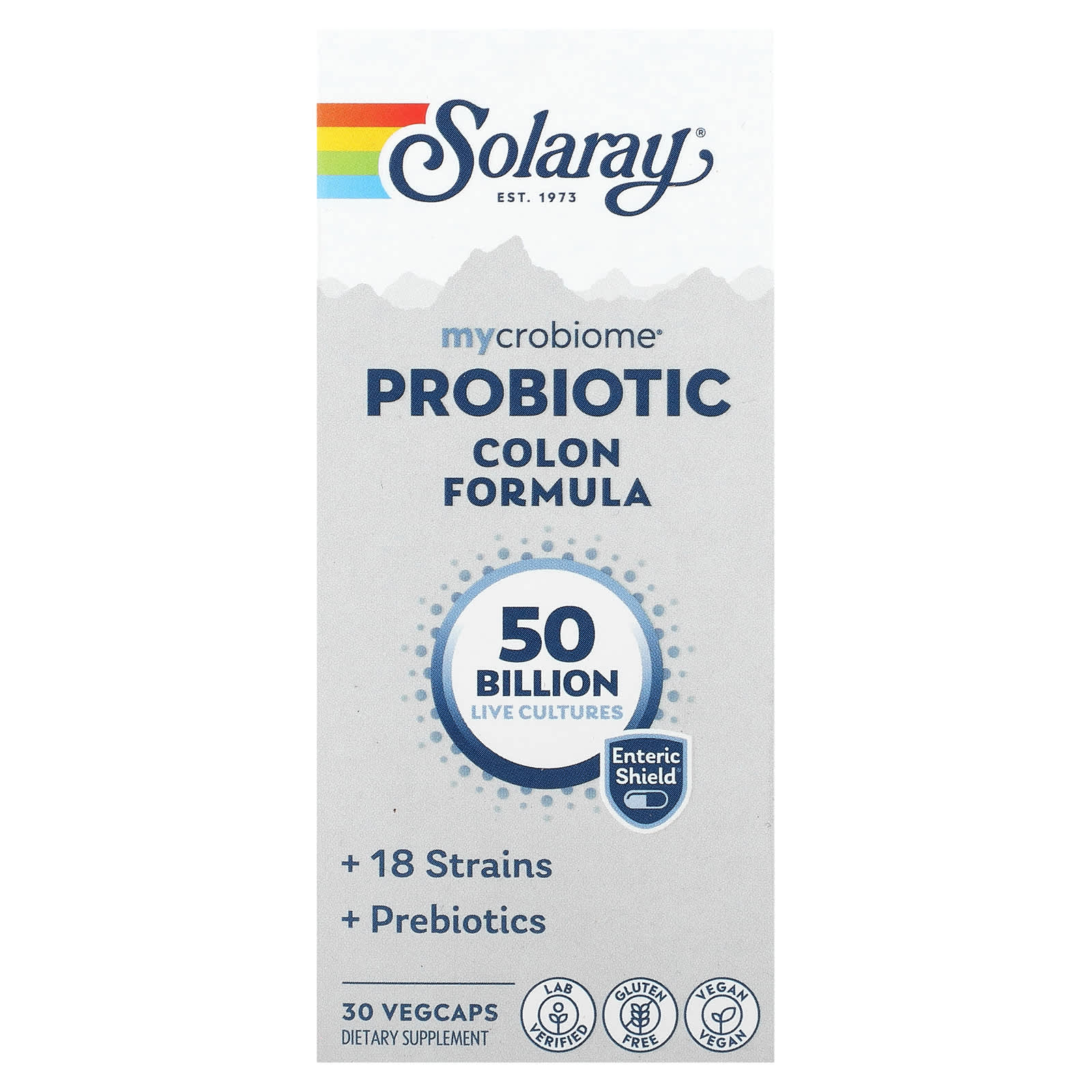 Solaray, Mycrobiome Probiotic Colon Formula, 50 Billion, 30 Enteric VegCaps UPC 076280669671 | HiLife Vitamins