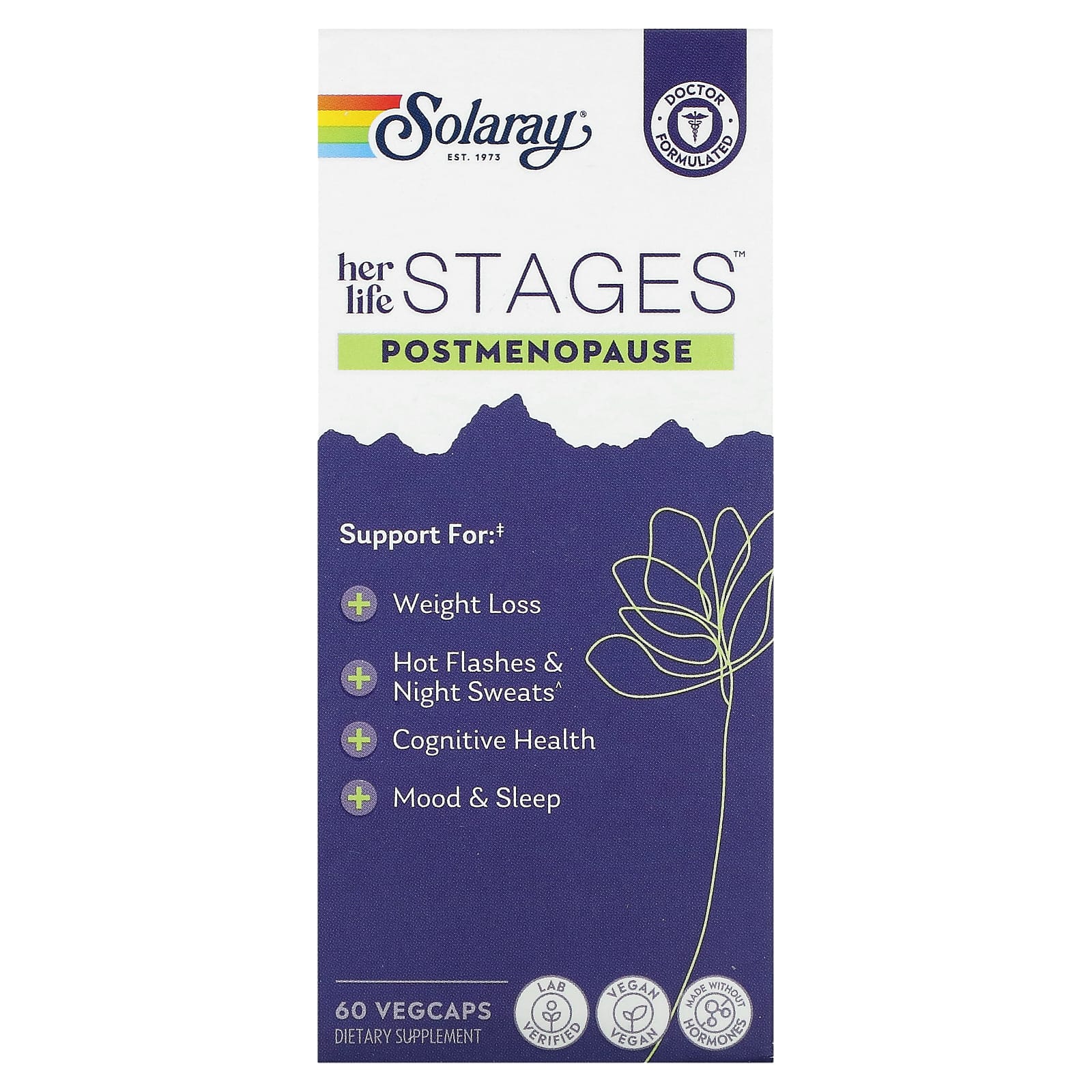 Solaray, Her Life Stages, Postmenopause, 60 VegCaps UPC 076280675559 | HiLife Vitamins