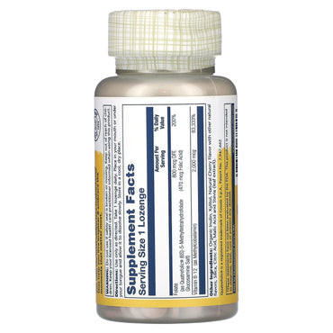 Solaray, Methyl B-12 2000 Mcg Methyl Folate 800mcg Cherry, 60 Lozenges UPC 076280685206 | HiLife Vitamins