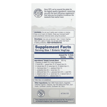 Solaray, Mycrobiome Probiotic Weight Formula, 50 Billion, 30 Enteric VegCaps UPC 076280693034 | HiLife Vitamins