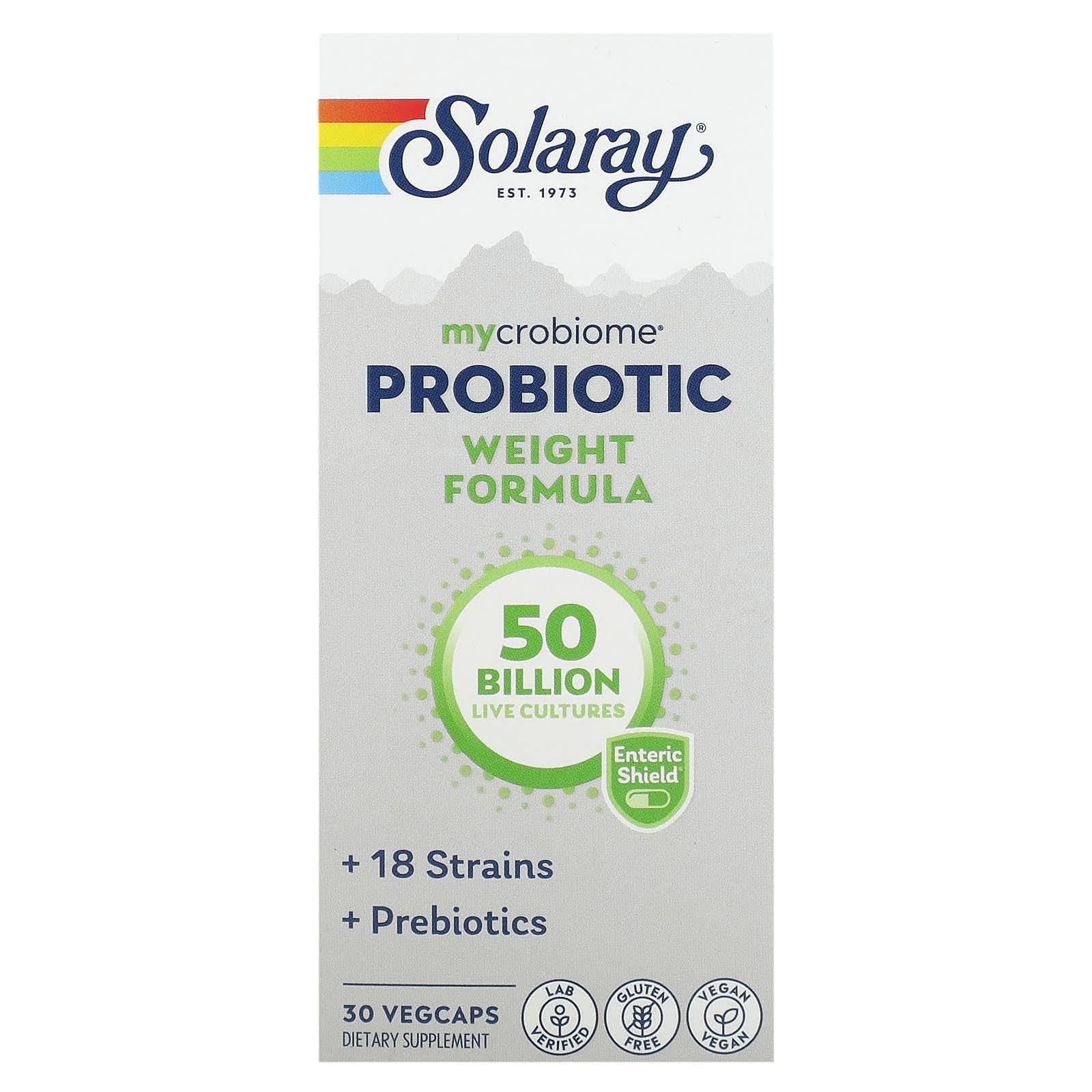 Solaray, Mycrobiome Probiotic Weight Formula, 50 Billion, 30 Enteric VegCaps UPC 076280693034 | HiLife Vitamins