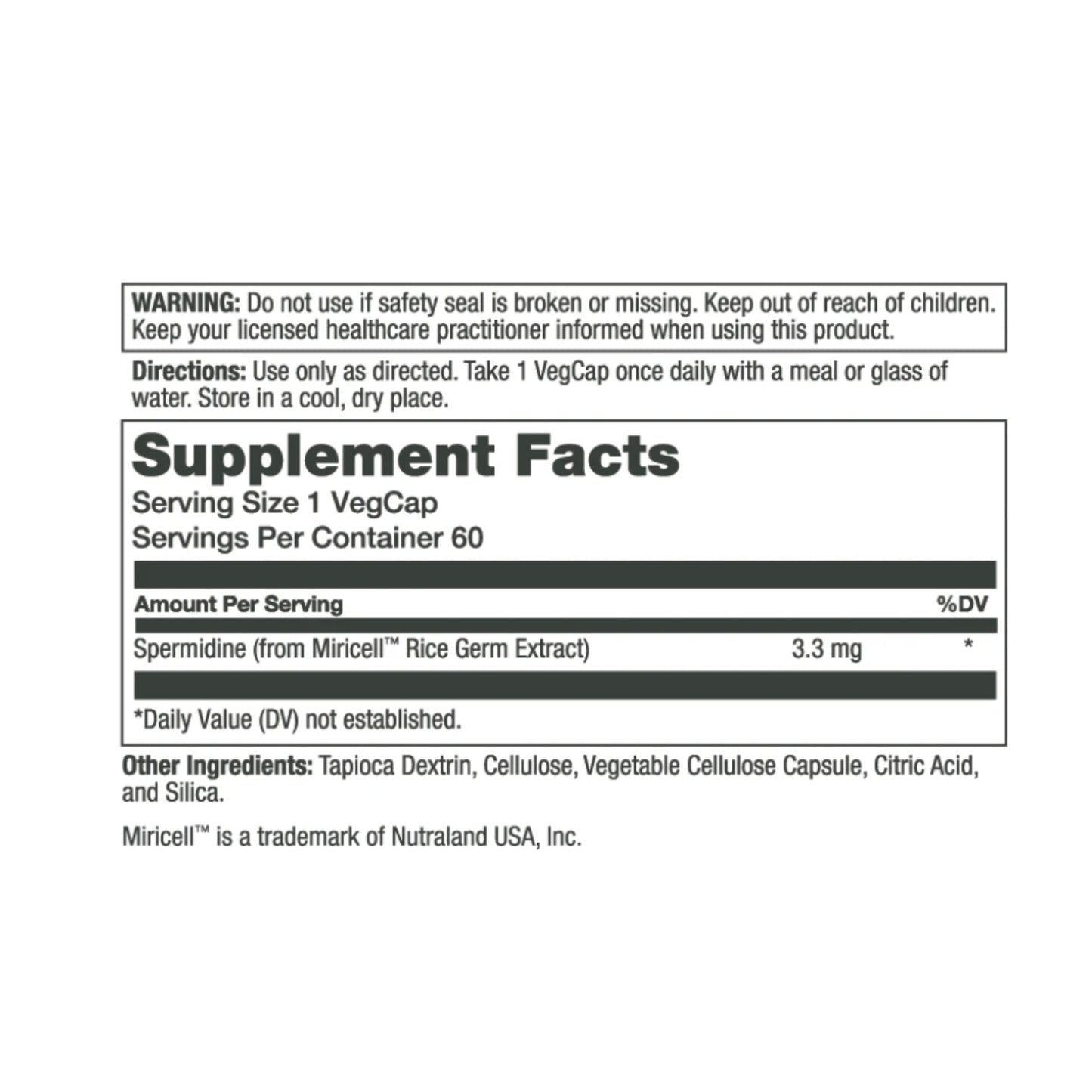 Solaray, Spermidine, 60 VegCaps UPC 076280788020 | HiLife Vitamins