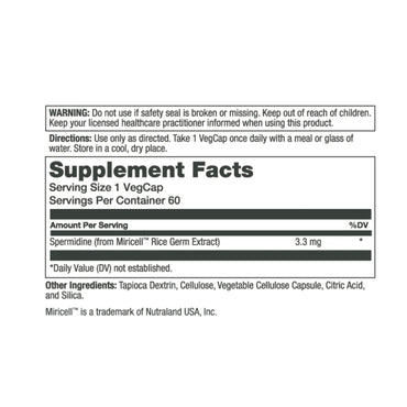 Solaray, Spermidine, 60 VegCaps UPC 076280788020 | HiLife Vitamins