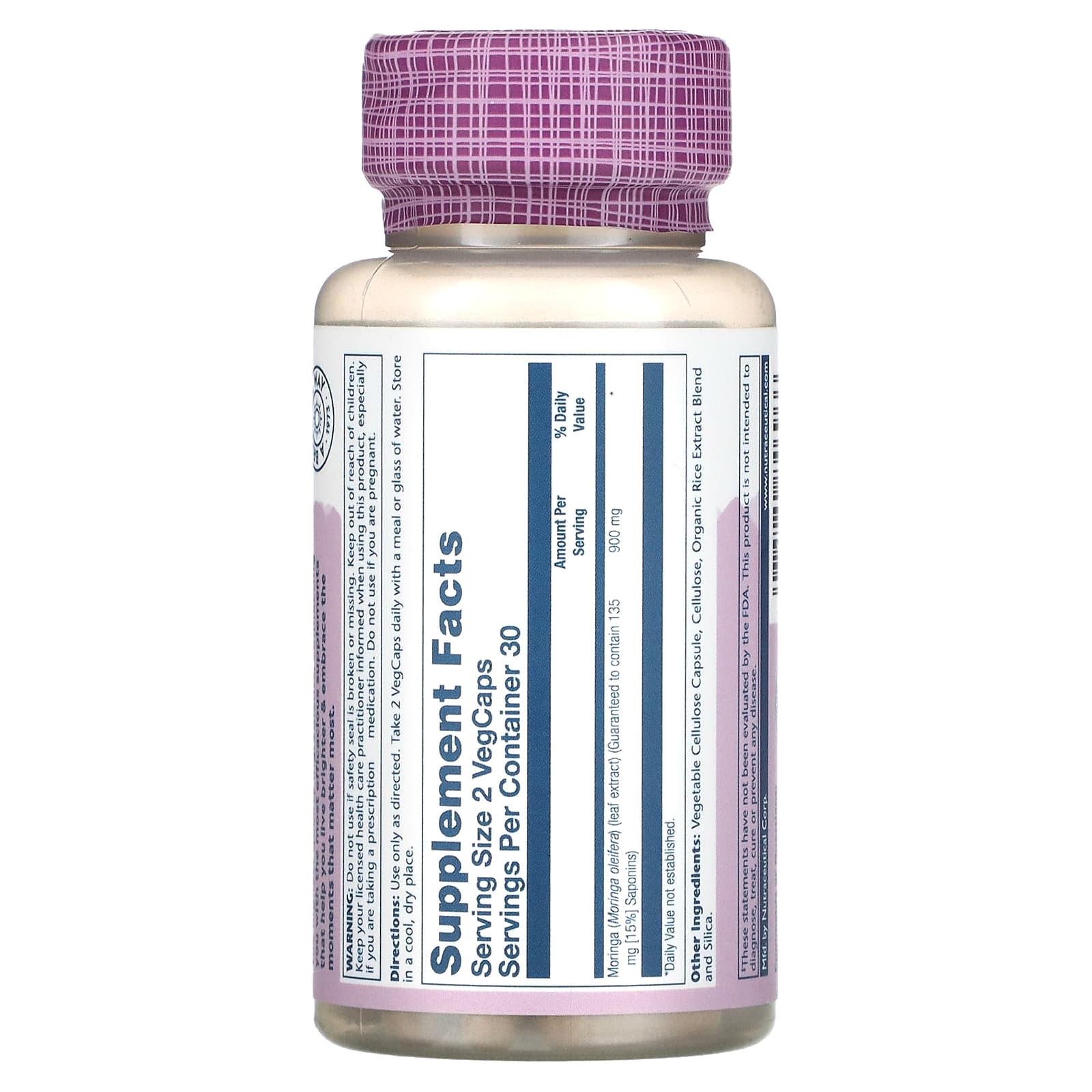 Solaray, Moringa 450 mg, 60 VegCaps UPC 076280846966 | HiLife Vitamins