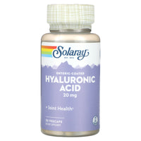 Solaray, Enteric-Coated Hyaluronic Acid, 20 mg, 30 VegCaps - 076280924008 | Hilife Vitamins